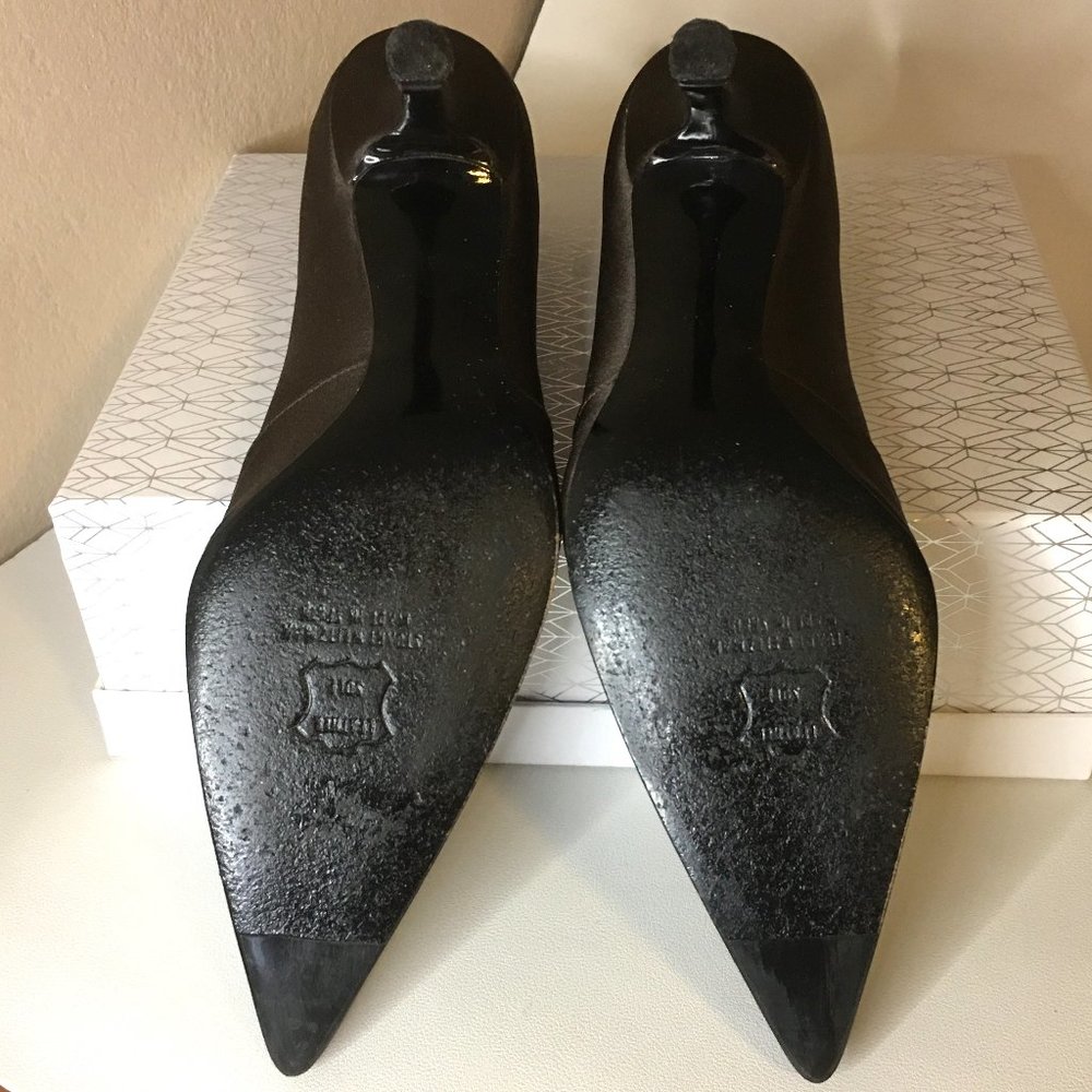 STUART WEITZMAN ✨ Brown Satin Rhinestone Embellished Heels - Picture 11 of 14